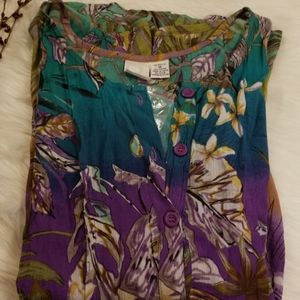 Roaman's button down print top